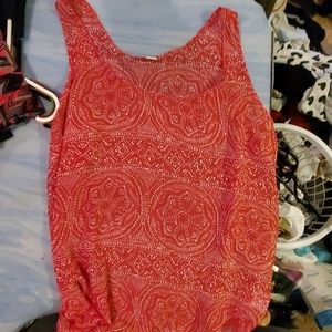 Old Navy sheer Red & White Pattern Top sz XXL